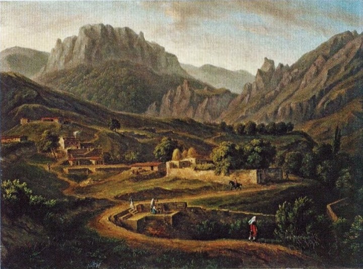 Жак-Кристоф Мивилль. Вид деревни Кусс али Косс. 1814 г.